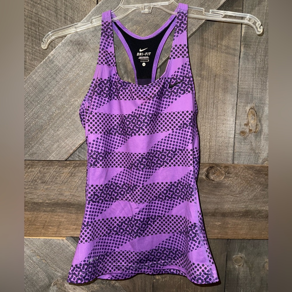 Nike Purple and Black Polka Dot Patterned Women's Tank Top